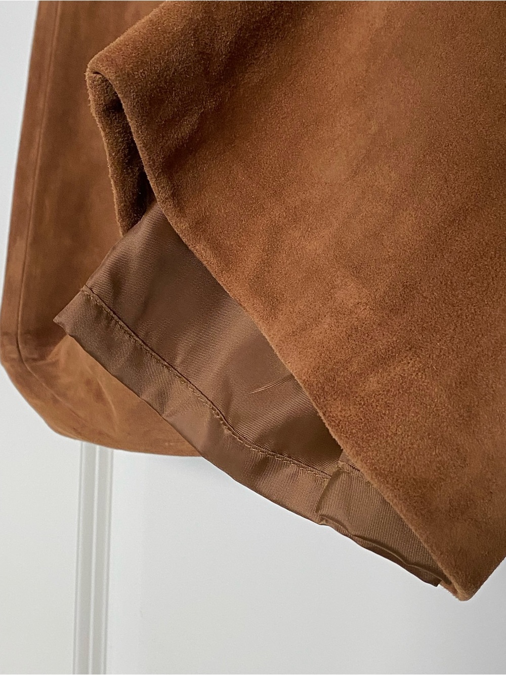 NWT Talbots Size 14 100% Leather Suede Pants Cognac Brown Straight Leg - Picture 6 of 8
